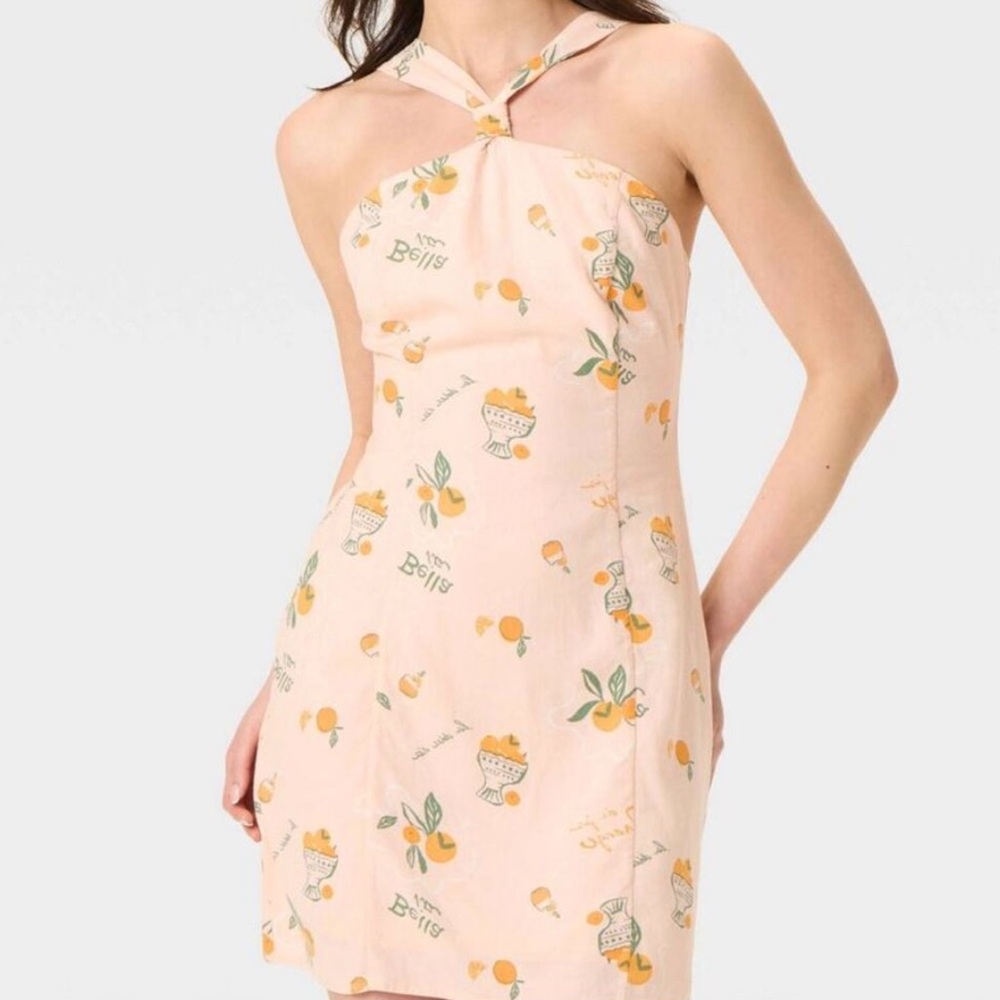 NWT wild fable Peach Halter Mini Dress with Orange Print